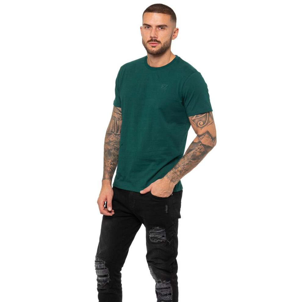 (2XL, Green) Enzo Mens Crew Neck T-Shirt