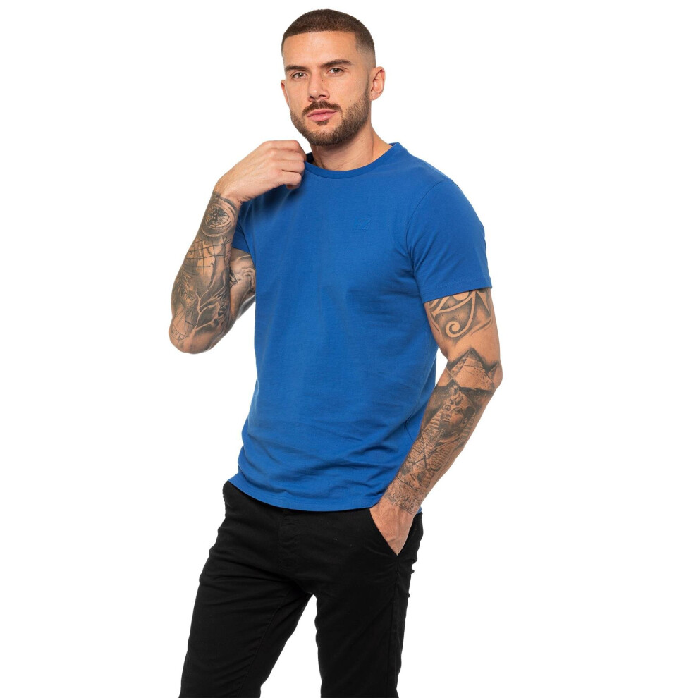 (2XL, Blue) Enzo Mens Crew Neck T-Shirt