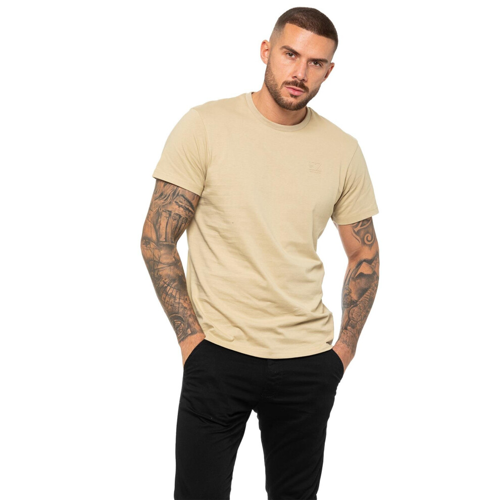 (2XL, Stone) Enzo Mens Crew Neck T-Shirt