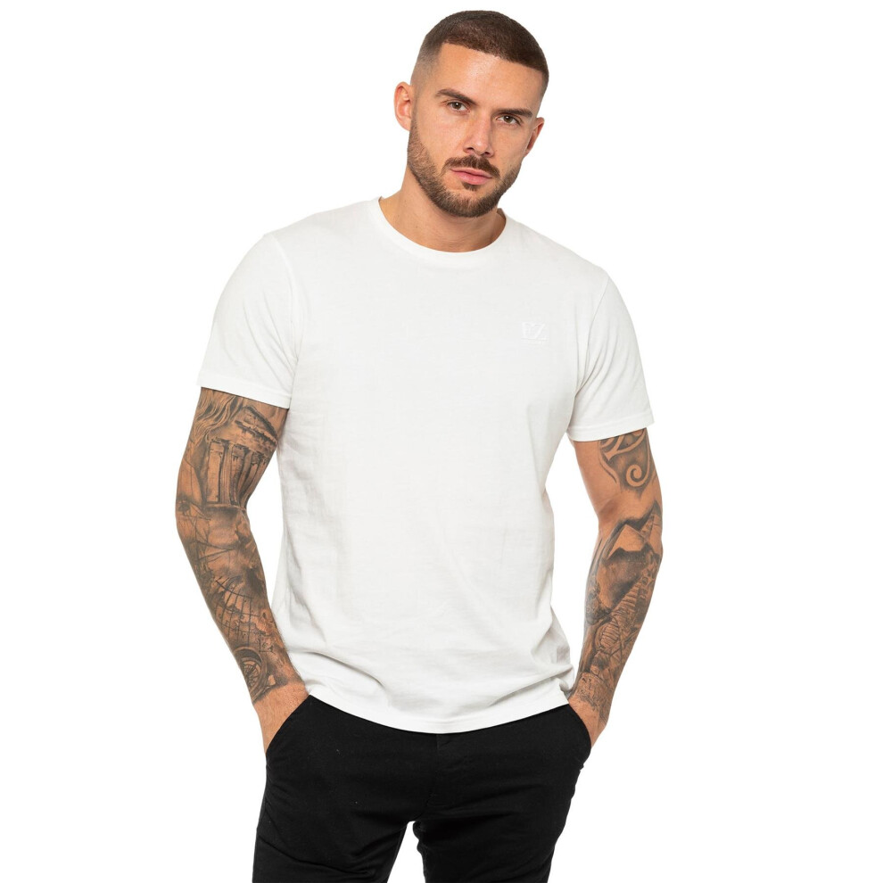 (2XL, White) Enzo Mens Crew Neck T-Shirt