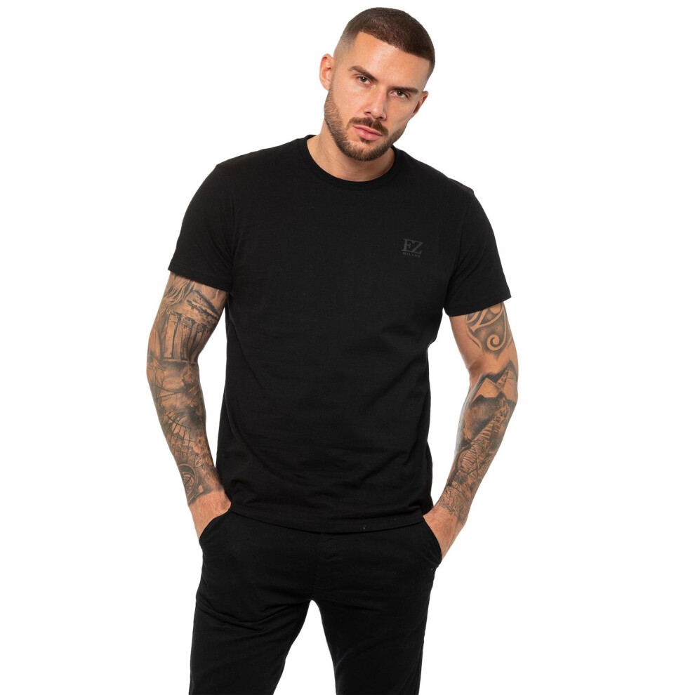 (M, Black) Enzo Mens Crew Neck T-Shirt