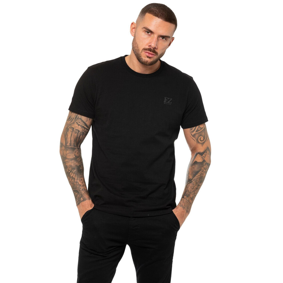 Ze Enzo (M, ) Enzo Mens Crew Neck T-Shirt Black