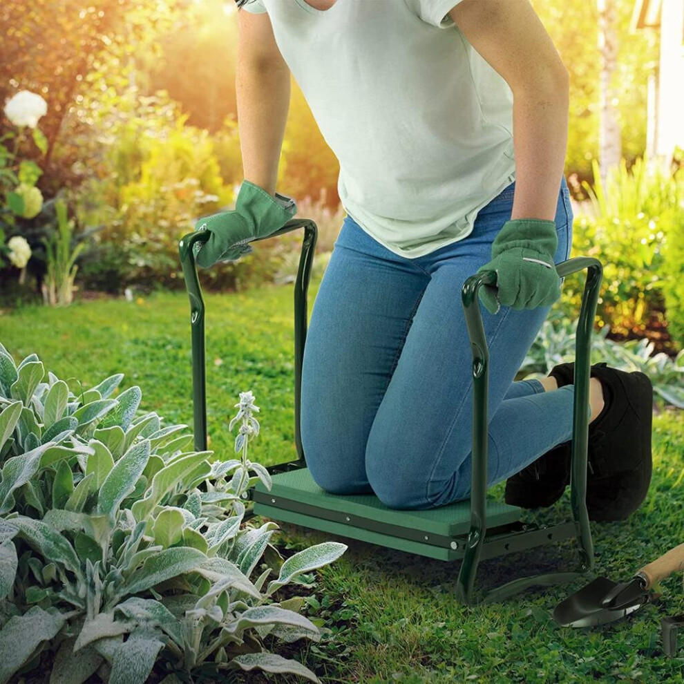 FAYTON GARDENING KNEELER 2-IN-1 FOLDING PADDED SEAT TOOL BAG TROLLEY