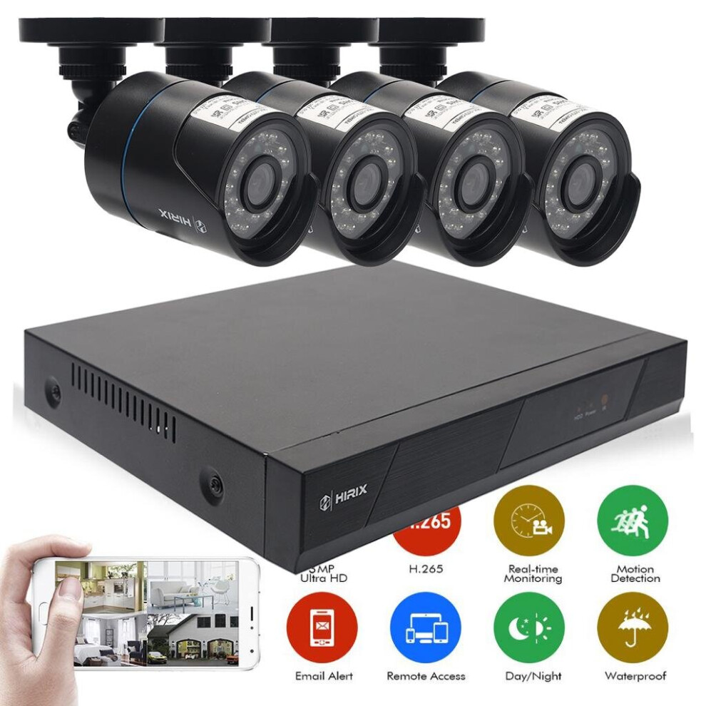 HIRIX CCTV 1080P 4CH AHD KIT RECORDER 500GB HDD HOME OUTDOOR SECURITY