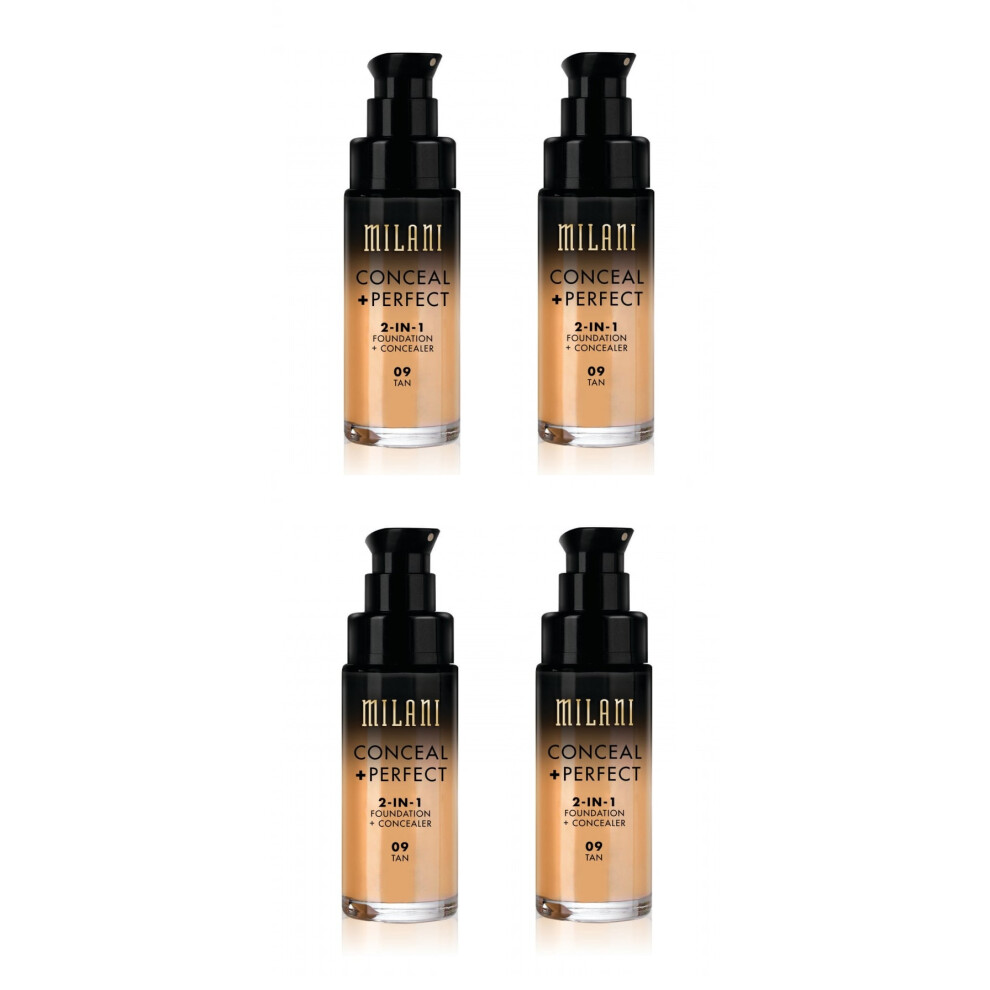 Milani Conceal And Perfect 2 In 1 Foundation + Concealer Tan 30ml x4