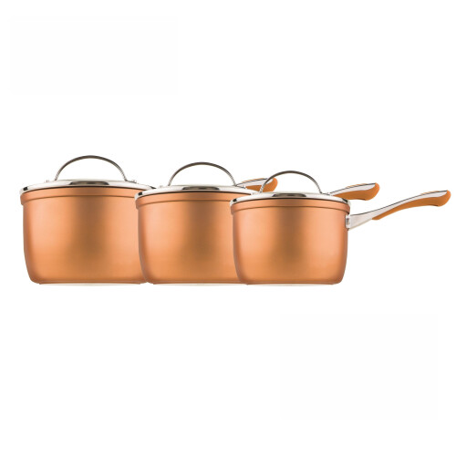 Prestige 3 Piece Saucepan Set 14/16/18cm Copper Effect Induction Hob