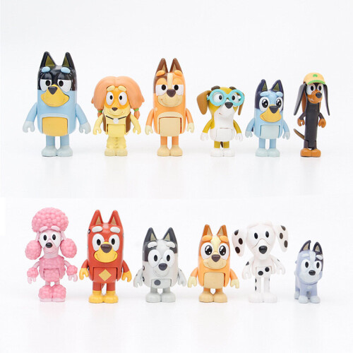 12Pcs Bluey Οικογένεια και Φίλοι Action Figures Model Toy Set Παιδικό δώρο