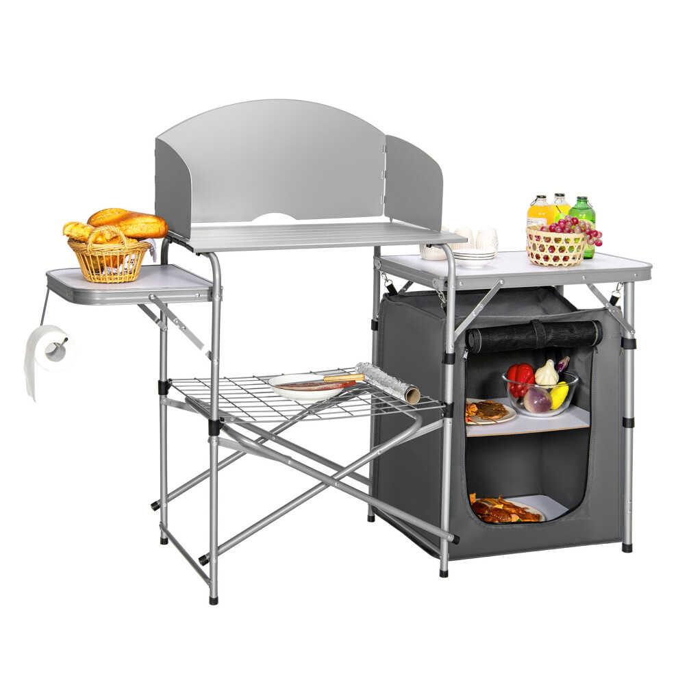 Outdoor Camping Table with Storage Lightweight & Portable Grill Table