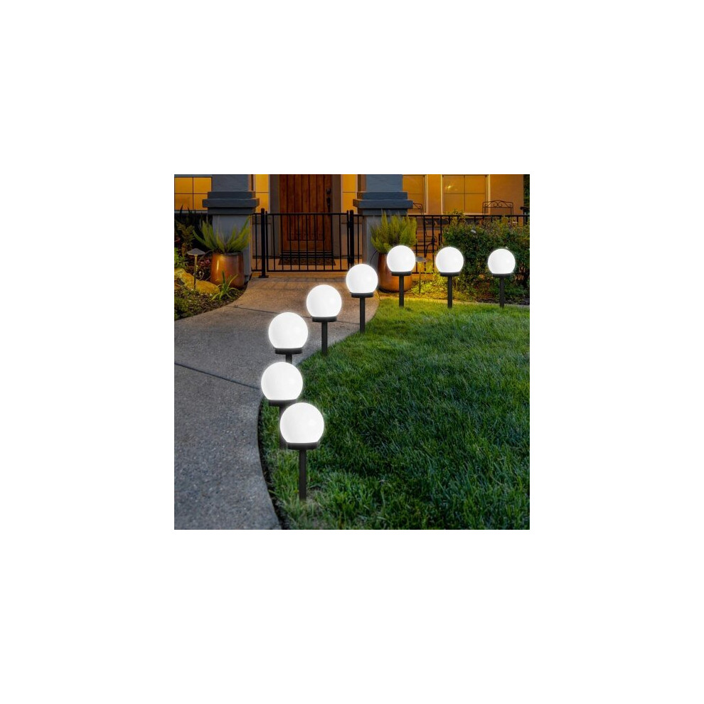 (8 pcs）FLOWood LED Solar Garden Light, Solar Globe Lights Outdoor Globe Stake Light Garden Path Lighting for Garden Cold White