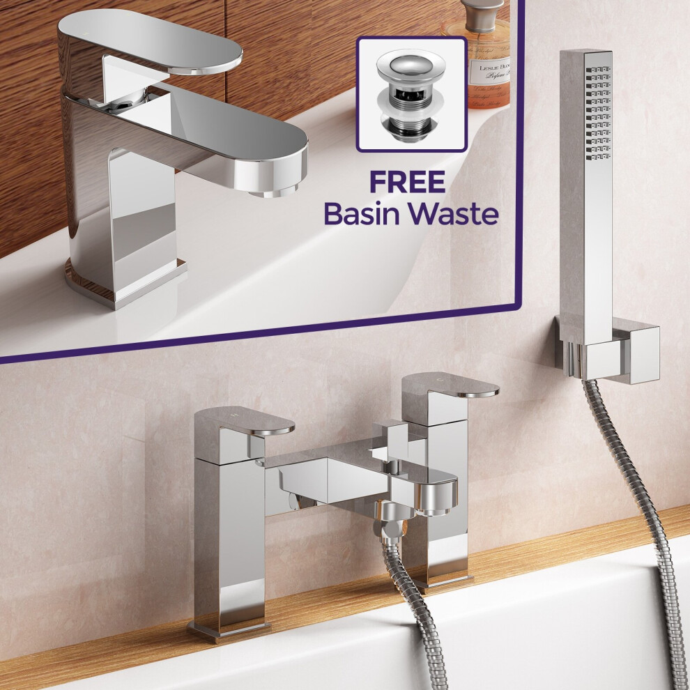 Modern Basin Sink Mono & Bath Shower Filler Mixer Tap Set and Hand Held Eclipse