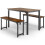 Costway Accent Dining Table and 2 Benches Set of 3 Space-Saving for 2-4 People 1