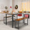 Costway Accent Dining Table and 2 Benches Set of 3 Space-Saving for 2-4 People 9