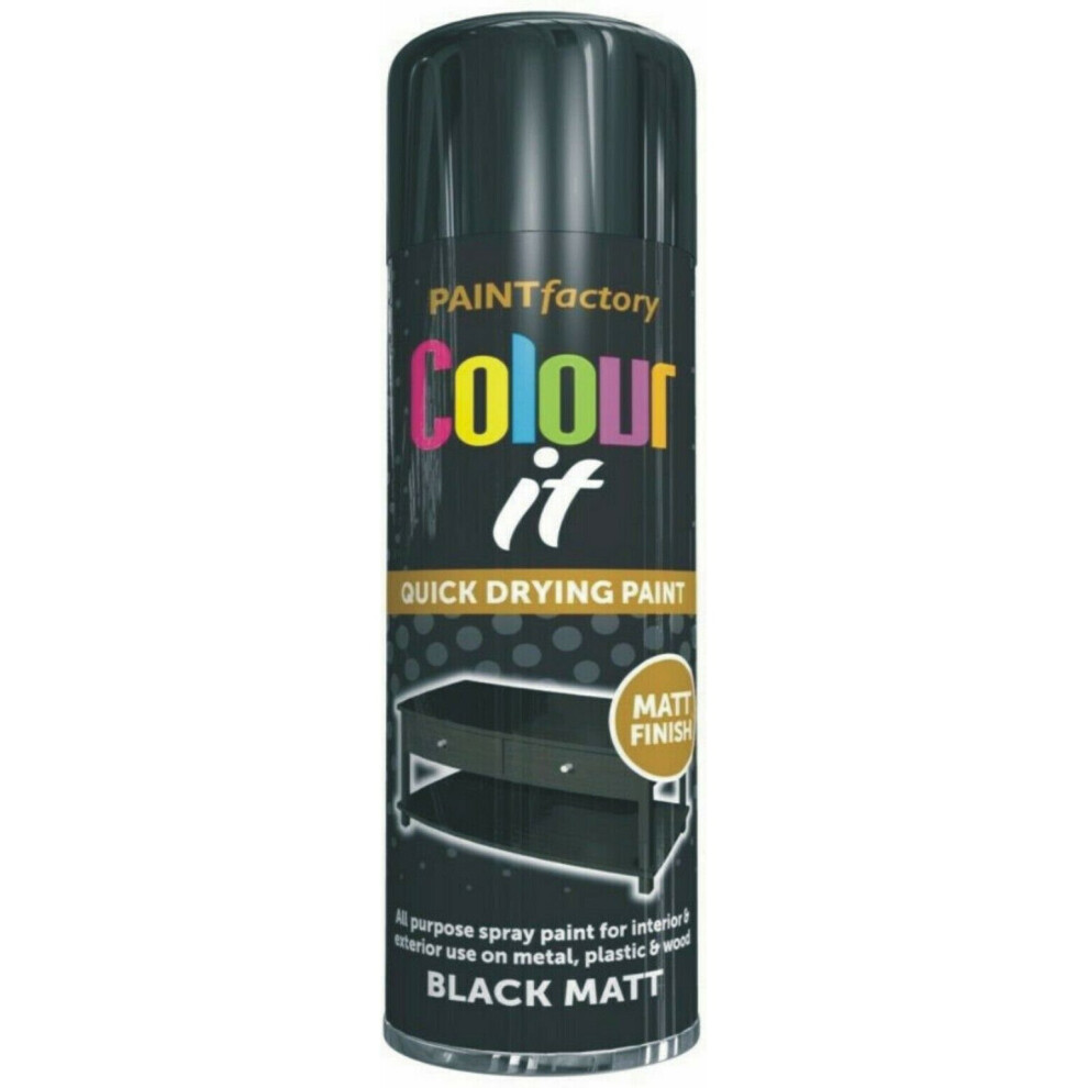 250ml Black Spray Paint Matt finish Interior & Exterior Wood Metal