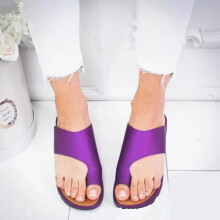 (Purple, UK7=US9.5=EU41) Womens Comfy Toe Ring Wedge Sandal
