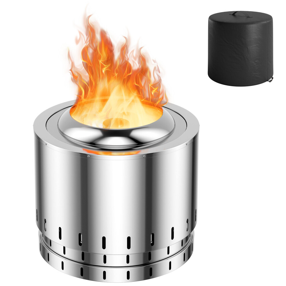 49 cm Smokeless Fire Pit Stainless Steel Wood Burning Firepit Outdoor