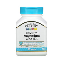 21st CENTURY Calcium Magnesium Zinc+D3 Mineral Supplement - 90 Tablets