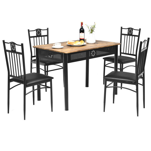 Costway 5 Pieces Dining Table Chairs Set Bistro Table Set Modern Kitchen Set