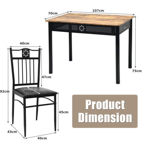 Costway 5 Pieces Dining Table Chairs Set Bistro Table Set Modern Kitchen Set 1