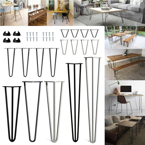 Table Legs 4pcs Hairpin Legs with Protector and Screws Heavy Duty Metal Steel Desk Legs