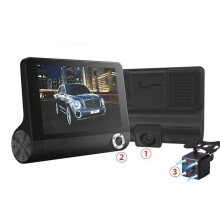(With Rearview Camera, No TF Card) Car DVR 3 Cameras Lens 4.0 Inch Dash Camera Dual Lens With Rear view