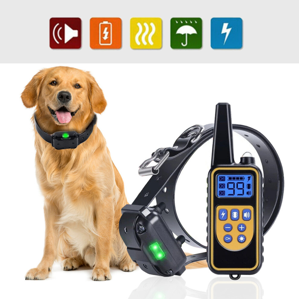 (1 Remote + 1 Collar) 800m Electric Dog Training Collar Pet Remote Control Rechargeable with LCD Display for All Size Shock Vibration Sound