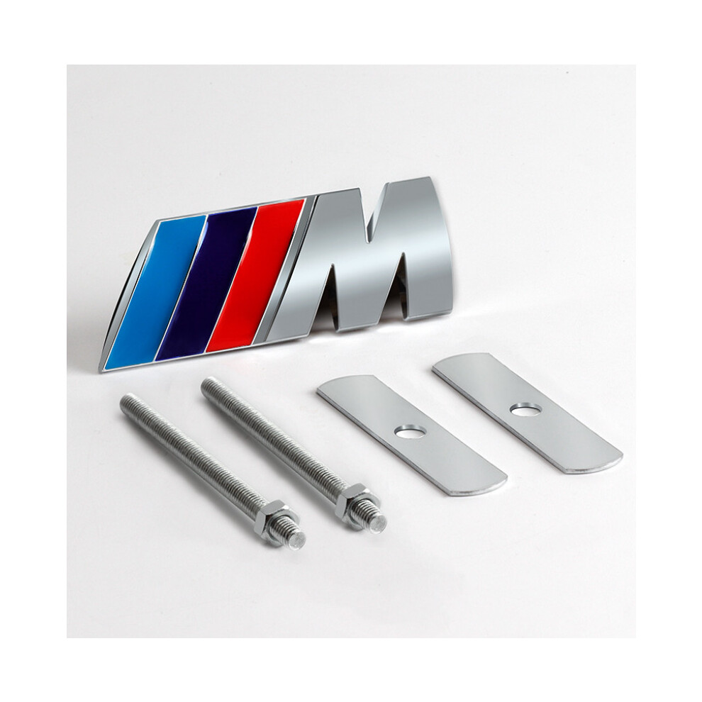 (Silver + Blue Red) 3D Metal ///M Car Front Grille emblem For BMW