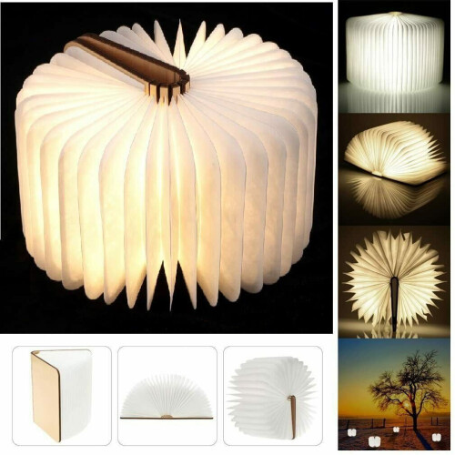 (Dark Walnut, 8.5X6.3X1 In) Creative Book Shaped Wooden Lamp,Wooden ...