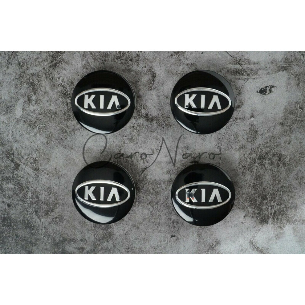 4X KIA BLACK Alloy Wheel Hub Centre Cap Set Centre Caps 59mm 4x Badges