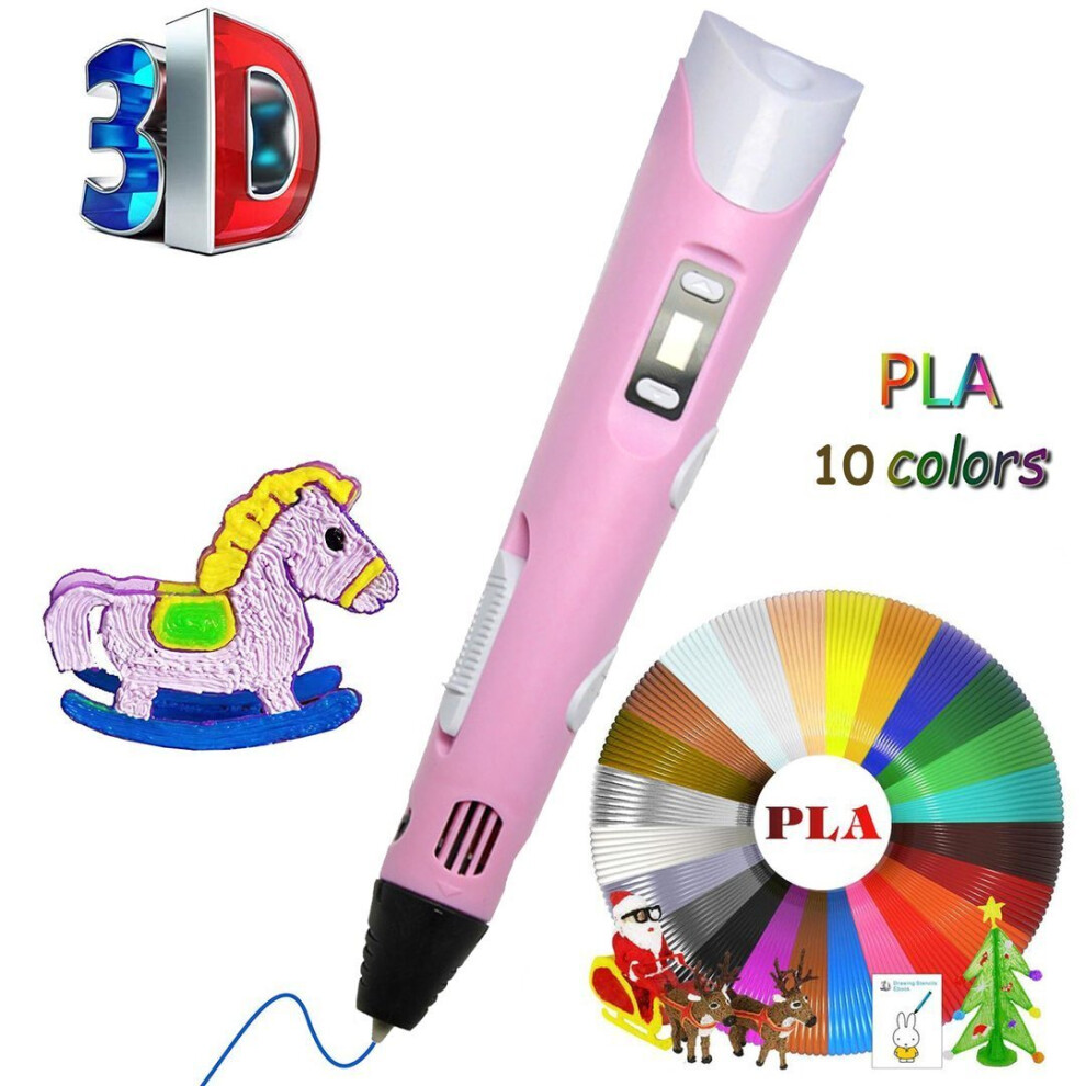 (Pink) 3D Printing Pen With Usb Drawing Pen Stift PLA Filament For Kid Child Education