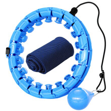 (Blue) Smart Hula Hoop with Weight Ball and Cooling Towel