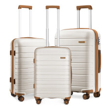 (cream, 20/24/28-inch) 20/24/28 inch Multi Texture Hard Shell PP Suitcase Classic Collection With TSA Lock