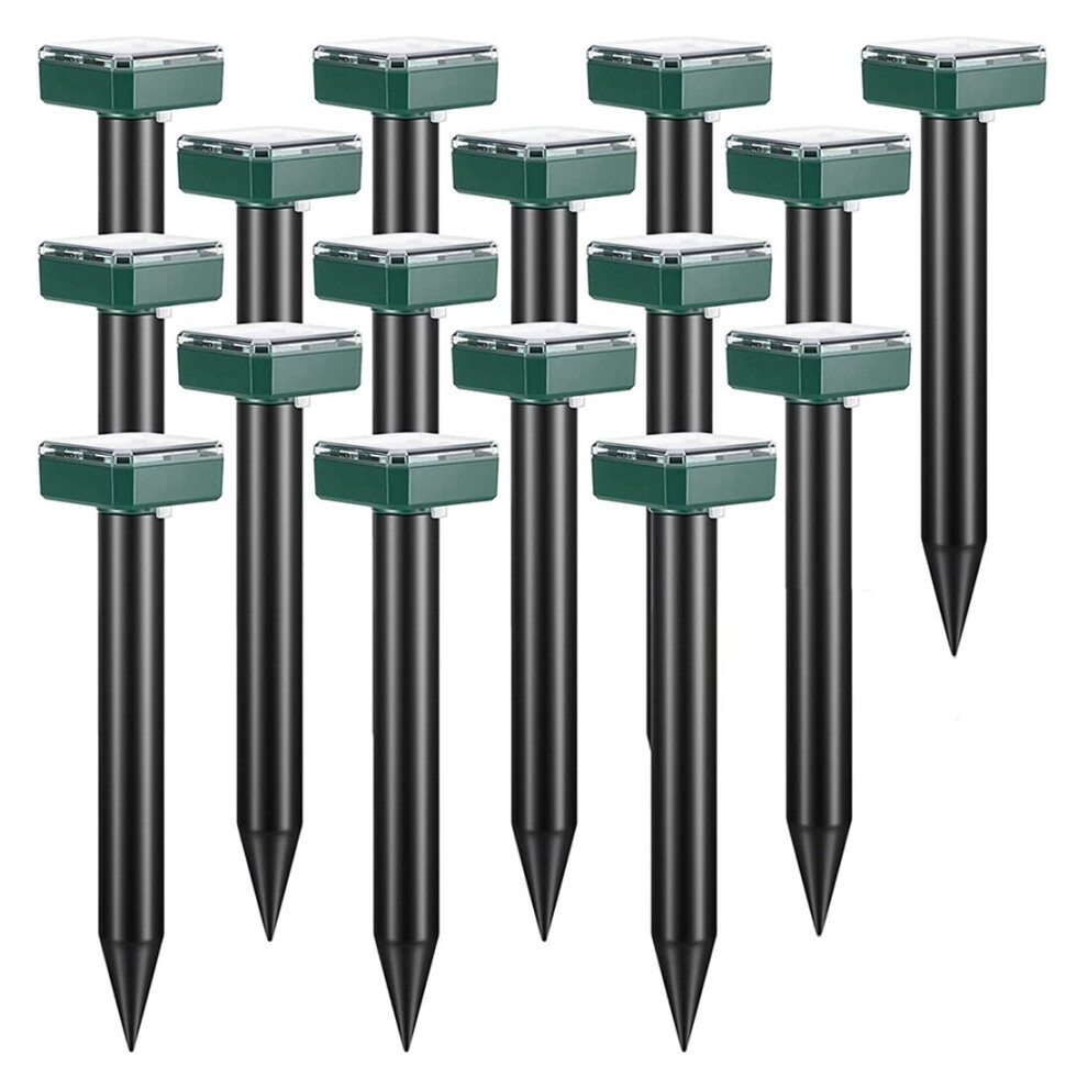 16Pieces Solar Mole Repellent,Ultrasonic Repeller Outdoor Waterproof Vole Deterrent for Garden Yard Lawn,Et