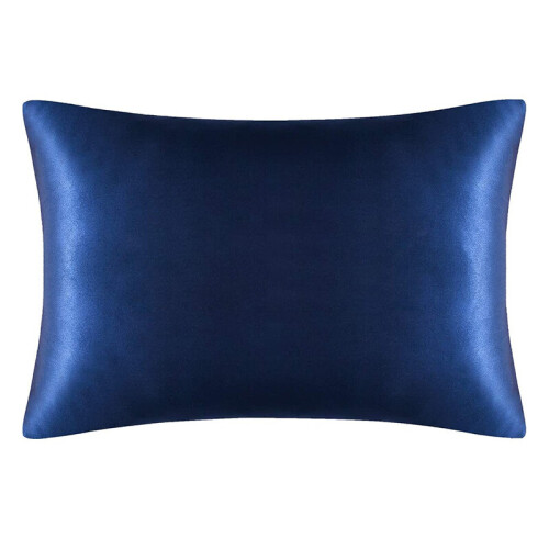 Both Sides Natural Pure Silk Pillowcase for Hair and Skin, 600 Thread Count 50X75cm-Navy Blue