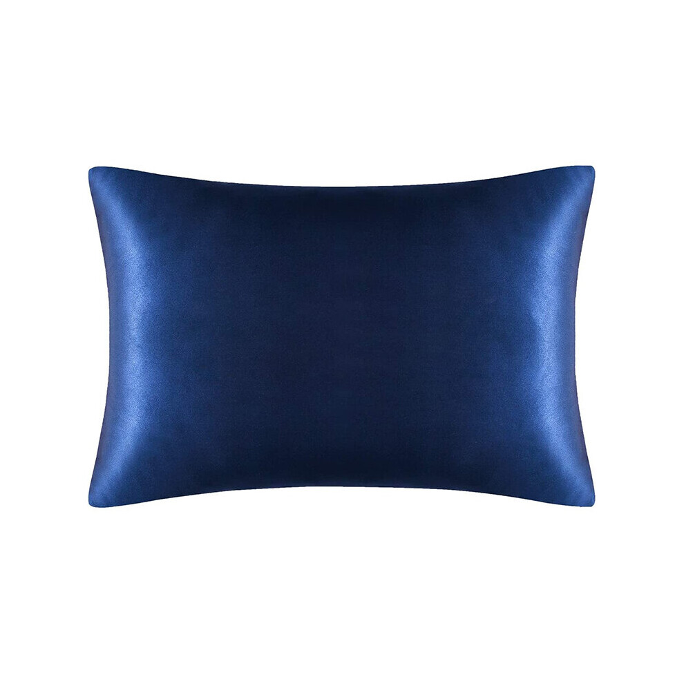 Both Sides Natural Pure Silk Pillowcase for Hair and Skin, 600 Thread Count 50X75cm-Navy Blue