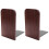 2Pcs Wooden Bookends with Metal Base Heavy Duty Black Walnut Book Stand with Anti-Skid for Office Desktop or Shelves 1