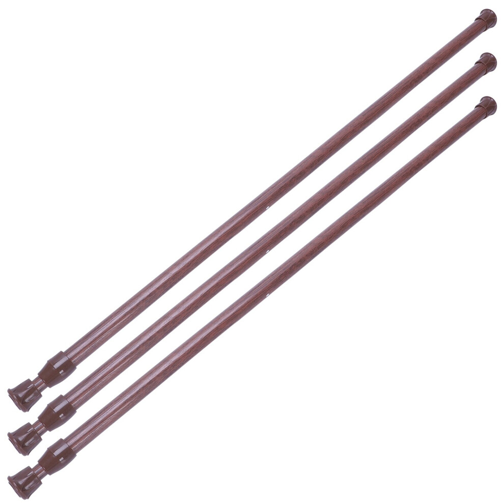 3X Extendable Telescopic Spring Loaded Net Voile Tension Curtain Rail Pole Rods,55-90cm,Wood Color-image-OPC-PBMXM8F-NEW