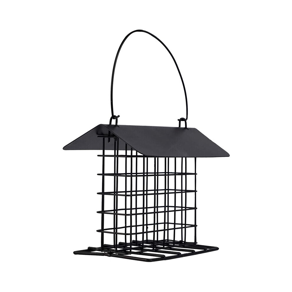 Outdoor Wild , Black Small Hanging with Metal, Rainproof Squirrel-Proof, Single Suet Cake Style for Outside