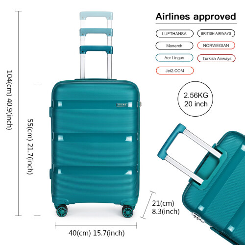 (blue/green, 20 inch) 20/24/28 Inch PP Hard Shell Suitcase With TSA Lock 1