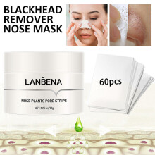 Blackhead Remover Nose Mask Pore Acne Black Peel Off + 60x Paper Strips