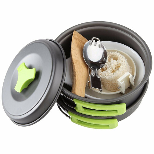 Camping Cookware Mess Kit Backpacking Gear & Hiking Outdoors Bug Out Bag Cooking 2