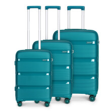 (blue/green, 20/24/28 inch) 20/24/28 Inch PP Hard Shell Suitcase With TSA Lock