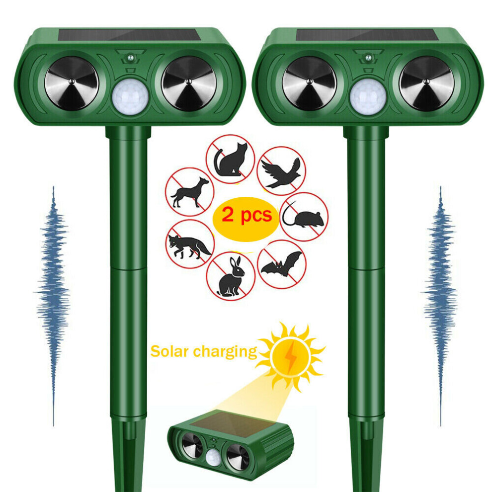 (2 PCs) Animal Repellent Ultrasonic Animal Repeller Solar Powered Cats Birds Repellent, Deterrent Chaser Protect Farm Garden Yard-image-OPC-PBMXGCZ-NEW