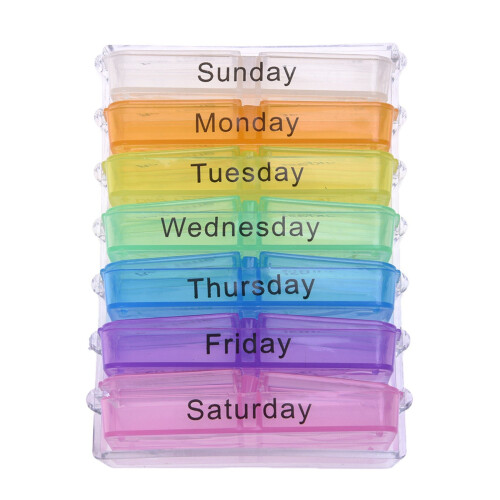 2X Medicine Weekly Storage Pill 7 Day Tablet Sorter Box Container Case Organizer 2