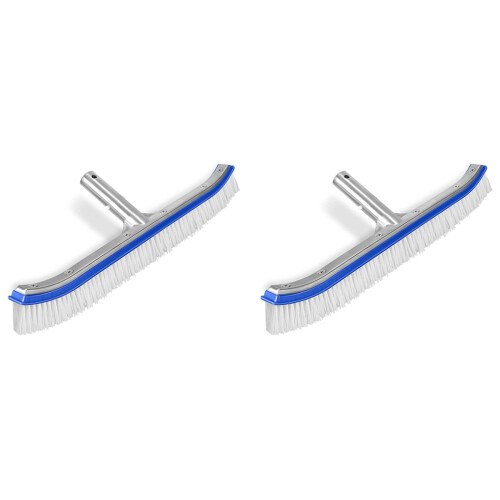 2X Pool Brush, Swimming Pool Wall & Tile Brush 18 Inch Swimming Pool Cleaning Pole Brush Head Replacement Brush,Blue