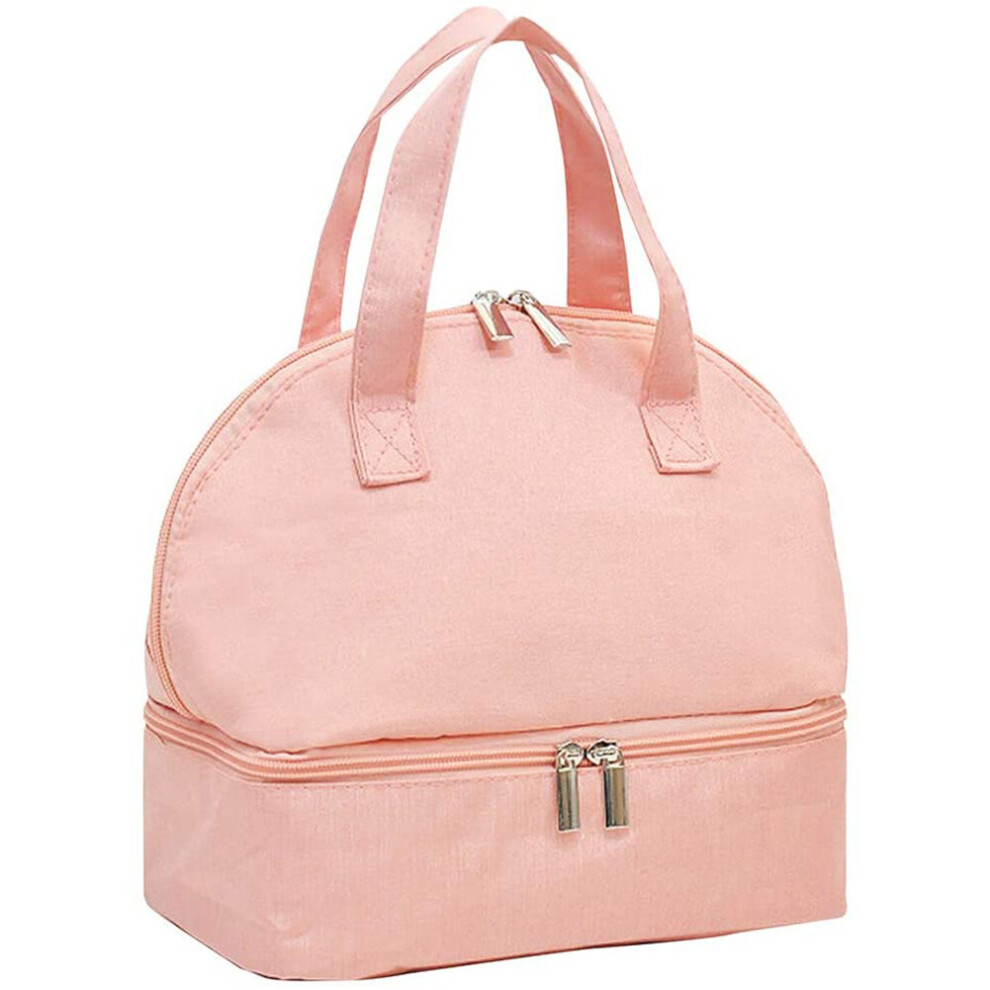 Double Compartment Lunch Bag for Women &Kids Insulated Tote Lunch Bag Waterproof Leakproof Cooler Lunch Bag,Pink