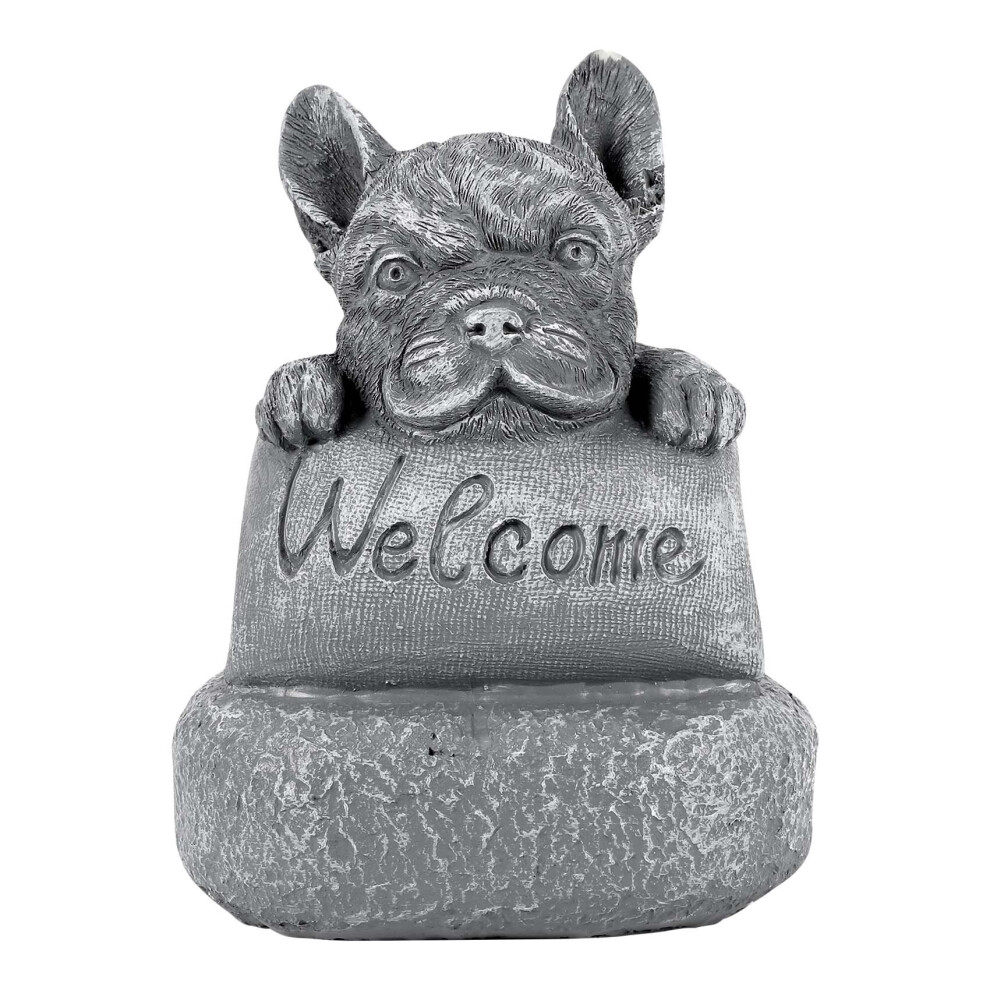 French-Bulldog Welcome on a Plinth Home or Garden Accessories Yard Garden Decor Outdoor Decoration