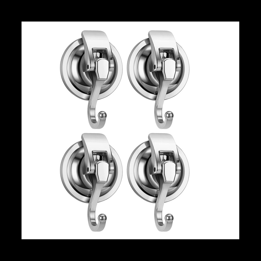 4Pack Heavy Duty Vacuum Suction Cup Wreath Hanger Silver-Plated Plished Hooks Reusable Without Punching For Towel 4762381794997