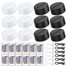 12 Sets 3D Nacht LED Licht Lampe Sockel 16 Farben LED Licht Display Sockel mit Fernbedienung USB Kabel Weihnachtsdekoration