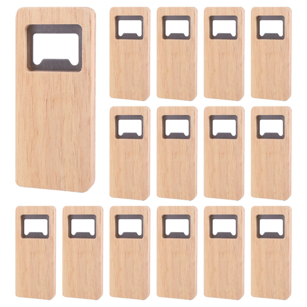 15Pcs Wood Beer Bottle Opener Wooden Handle Corkscrew Stainless Steel Square Openers Bar Kitchen Accessories Party Gift
