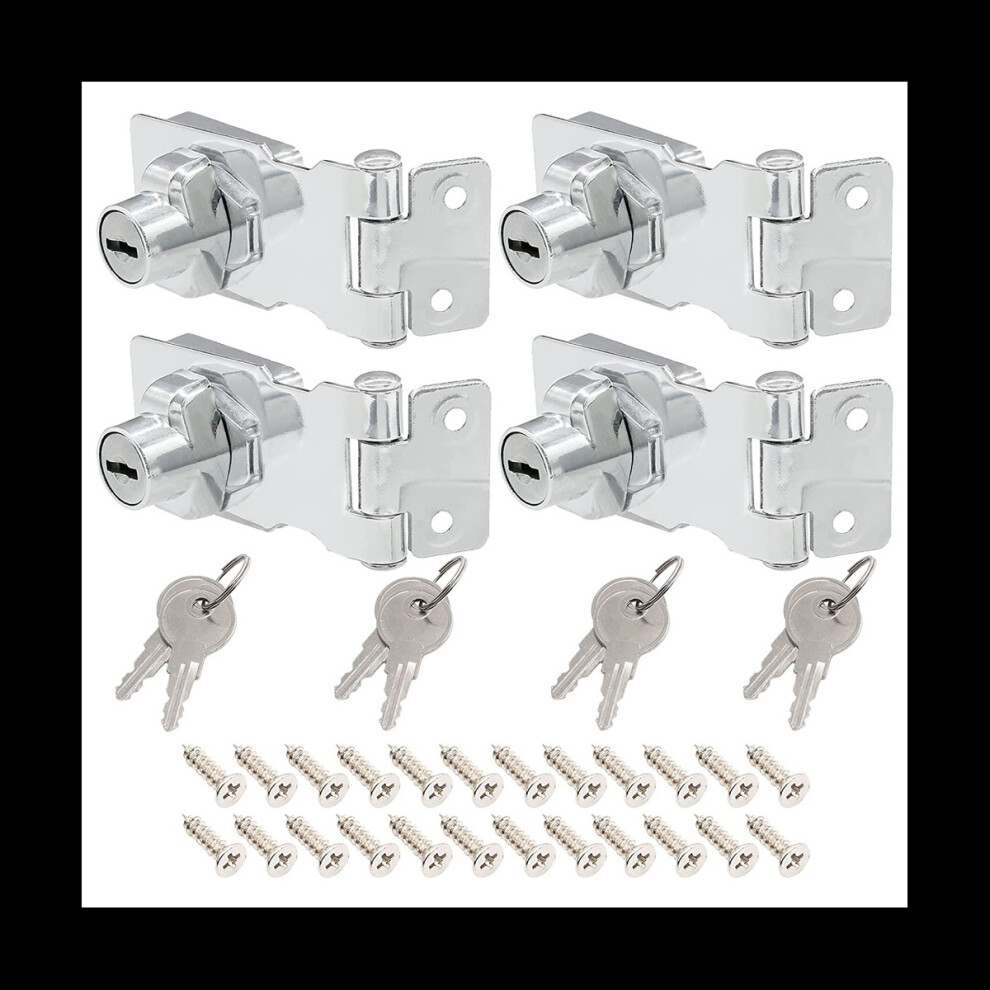 4 Pcs Keyed Hasp Locks 2.5 Inch Twist Knob Keyed Locking Hasp, Metal Safety Hasp Latches Keyed Different 4762381798735